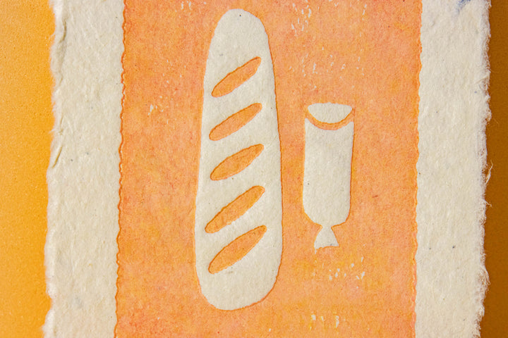 Artisan Bread and Sausage Art Print on Handmade Paper - Illustrated Things by Esther