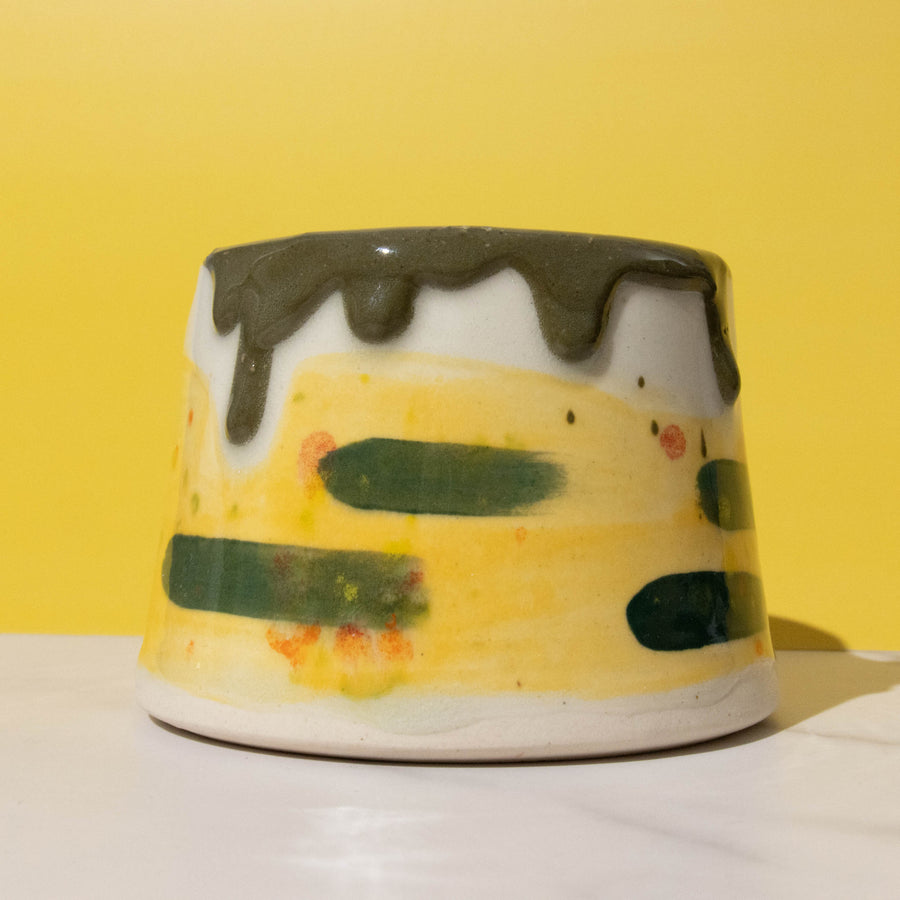 Ceramic Paint Water Cup with Brush Rest - Illustrated Things by Esther