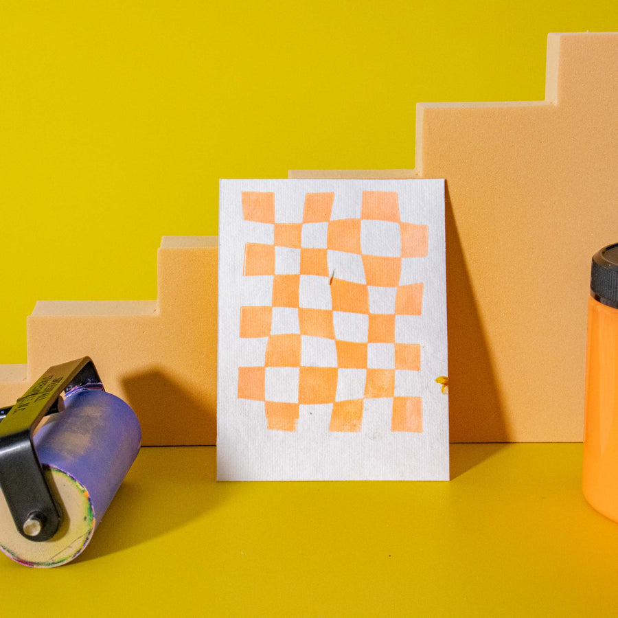 Checkerboard Letterpress Art Print on Recycled Paper - Illustrated Things by Esther