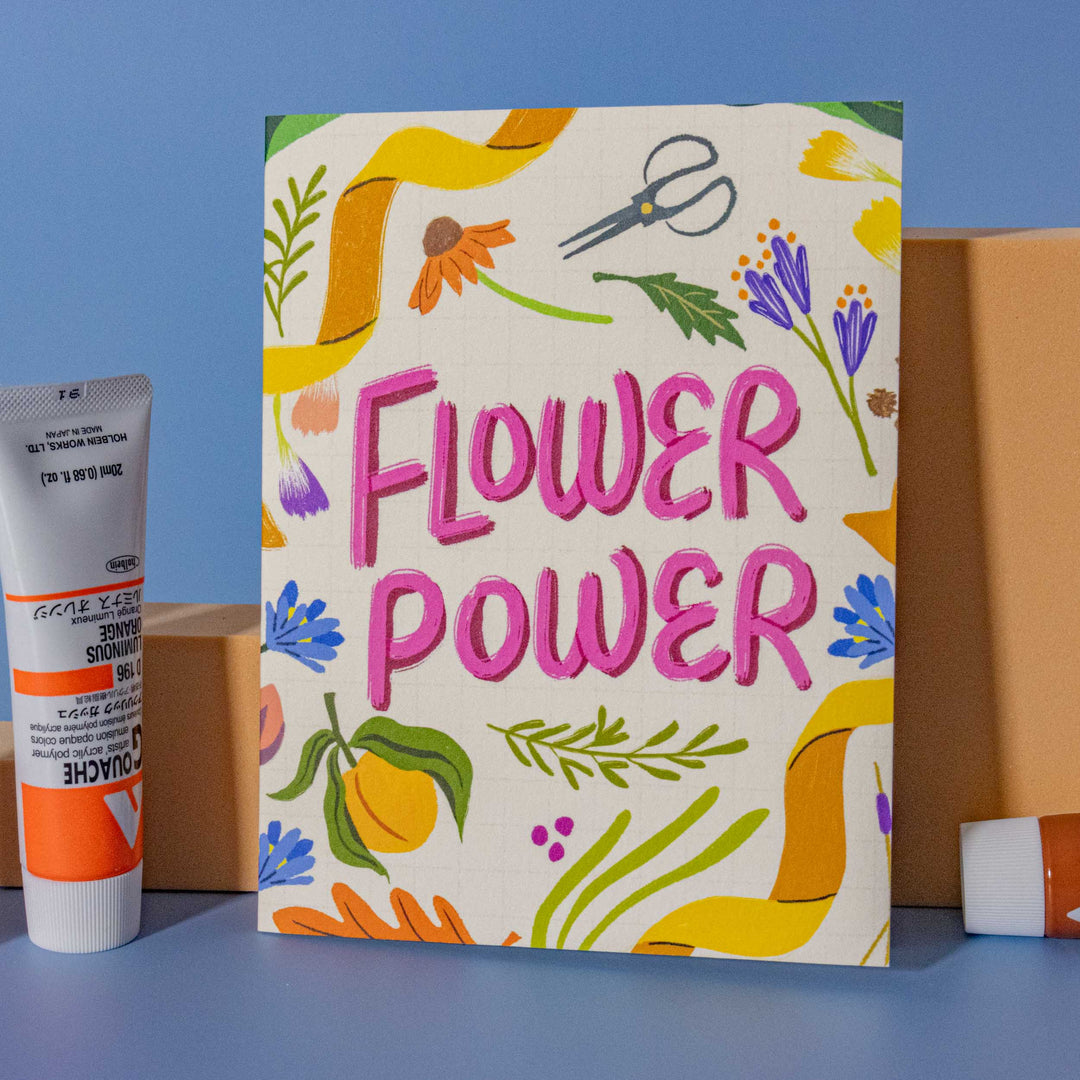 Flower Power A2 Greeting Card - Illustrated Things by Esther