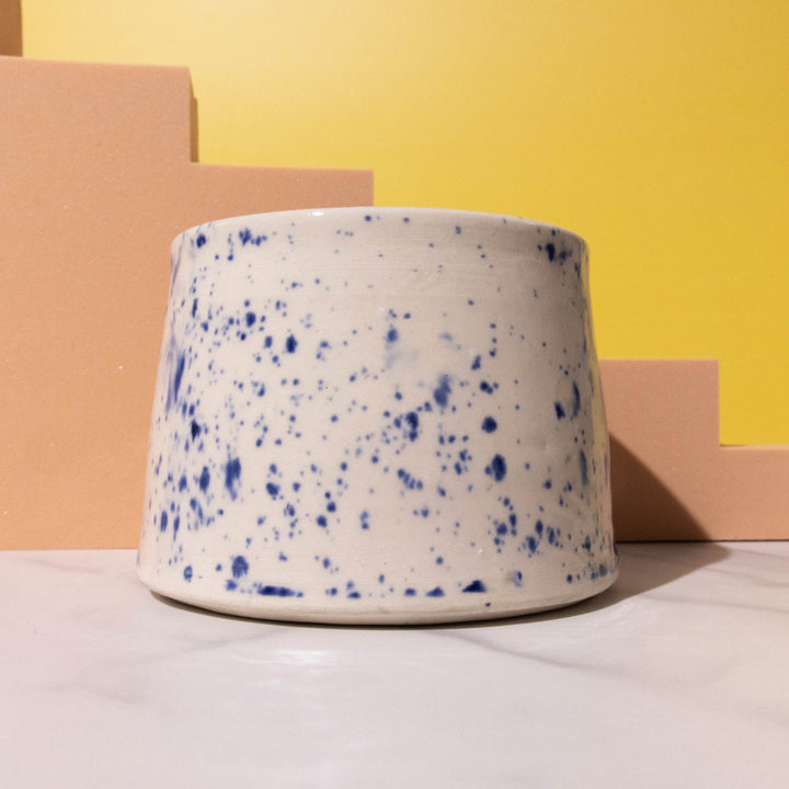 Handmade Ceramic Mug with Blue Speckle Design by Esther Nariyoshi - Illustrated Things by Esther