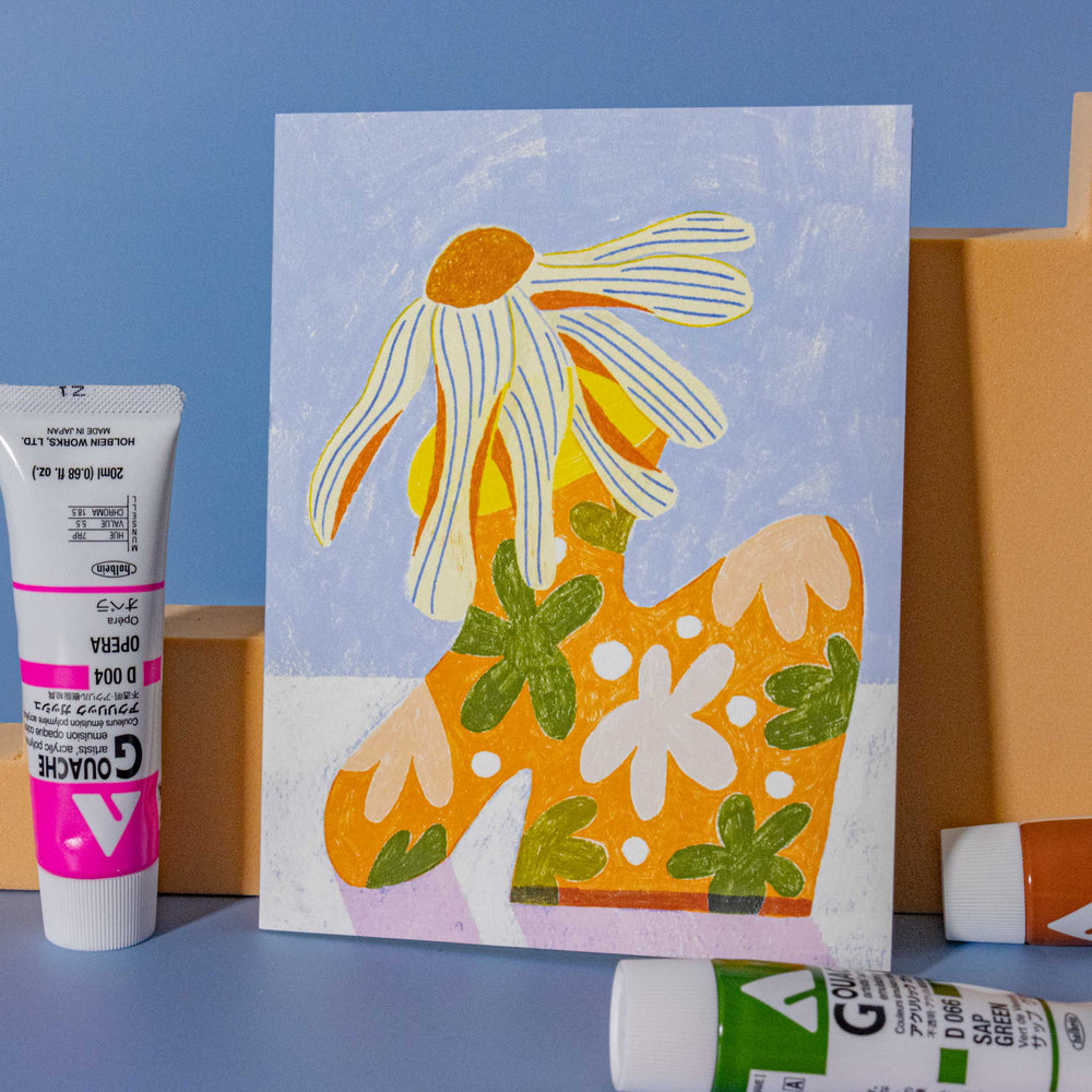 Illustrated Flower Vase A2 Greeting Card - Illustrated Things by Esther