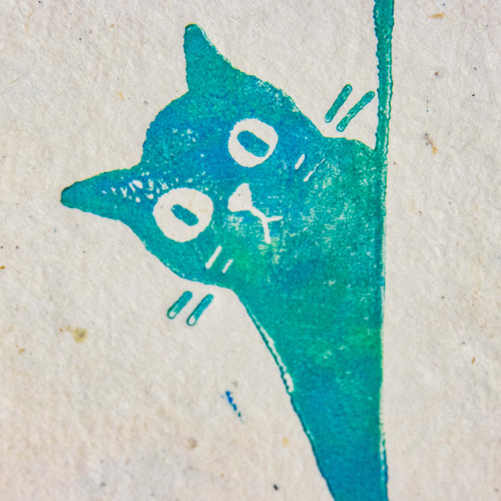 Playful Cat Letterpress Art Print on Handmade Paper - Illustrated Things by Esther