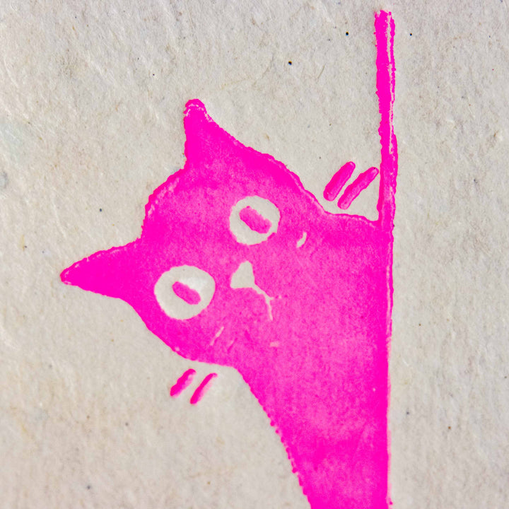 Playful Cat Letterpress Art Print on Handmade Paper - Illustrated Things by Esther